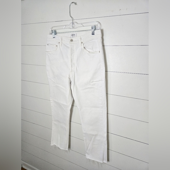 Agolde Riley High Rise Straight Crop Button Fly White Size 31 - Picture 5 of 10